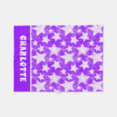 Moderner, Lila Star-Muster - Personalisierter Name Fleecedecke (Vorderseite (Horizontal))
