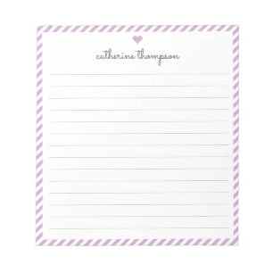 Moderner Lila Strip Feminine Herzname Notizblock