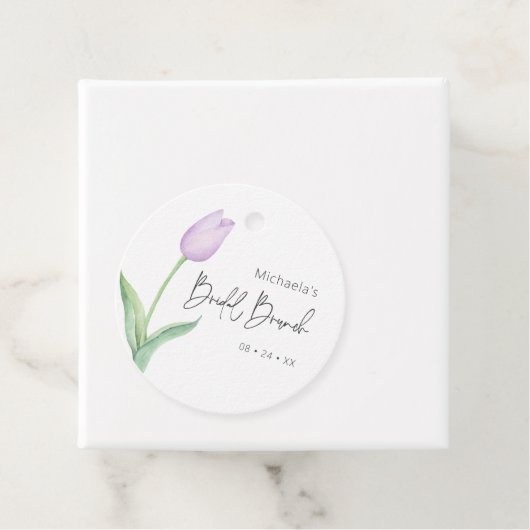 Moderner Lila Tulip Solo Bridal Brunch Geschenkanhänger (Beispiel)