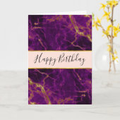 Moderner Lila und Abstrakter Marmor Geburtstag Karte (Gelbe Blume)