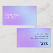 Moderner lila und blauer Nagelkünstler mit leuchte Visitenkarte (Vorne/Hinten)