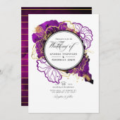 Moderner Lila und goldener Abstrakter Blumenzwiebe Einladung (Vorne/Hinten)