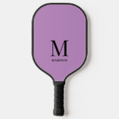 Moderner Lila und schwarzer Monogramm-Anfangsname Pickleball Schläger (Rückseite)