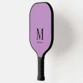 Moderner Lila und schwarzer Monogramm-Anfangsname Pickleball Schläger (Links)