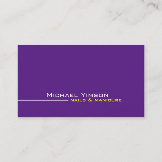 Moderner Lila und weißer schlichter Stil Beruflich Visitenkarte (Vorderseite)