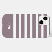 Moderner Lila und weißer Streifen mit Monogramm Case-Mate iPhone Hülle (Rückseite (Horizontal))