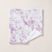Moderner Lila Violet Glitzer Foil White Marmor Badhandtuch Set (Waschlappen)