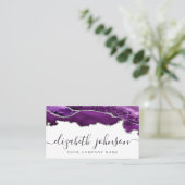 Moderner Lila Violet Silver Glitzer Agate Marble Visitenkarte (Stehend Vorderseite)