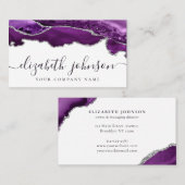Moderner Lila Violet Silver Glitzer Agate Marble Visitenkarte (Vorne/Hinten)