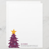 Moderner lila Weihnachtsbaum-persönlicher Briefbogen (Vorne/Hinten)