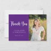 Moderner Lila weißer Abschluss Danke Karte (Vorderseite)