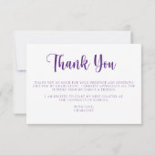 Moderner Lila weißer Abschluss Danke Karte (Rückseite)