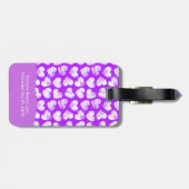 Moderner Lila weißer Doodled Herzname Valentine Gepäckanhänger (Rückseite horizontal)