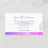 Moderner Lila, weißer Rosa Glitzer Glanz Visitenkarte (Rückseite)