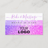 Moderner Lila, weißrosa Glitzer mit Logo Visitenkarte (Vorderseite)