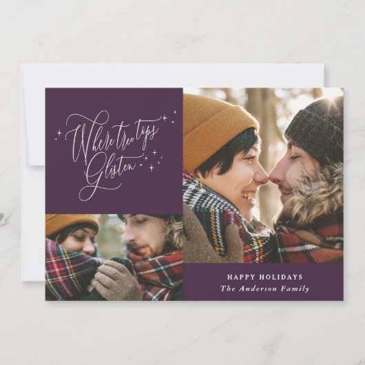 Moderner lila Winterwald - Foto Weihnachten (Vorderseite)