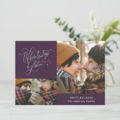 Moderner lila Winterwald - Foto Weihnachten (Stehend Vorderseite)