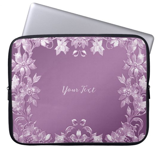Moderner Lilac Floral Laptop Sleeve (Vorderseite)