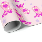 Moderner Lilac Pink Cowgirl Western Boots Stars Geschenkpapier (Rolleneckpunkt)