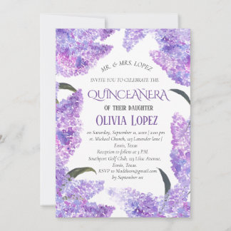 Moderner Lilac Quinceañera Lila Lavender Geburtsta Einladung
