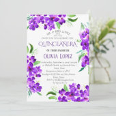 Moderner Lilac Quinceañera Lila Lavender Geburtsta Einladung (Stehend Vorderseite)
