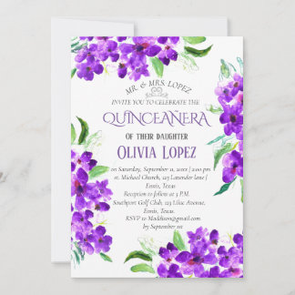 Moderner Lilac Quinceañera Lila Lavender Geburtsta Einladung