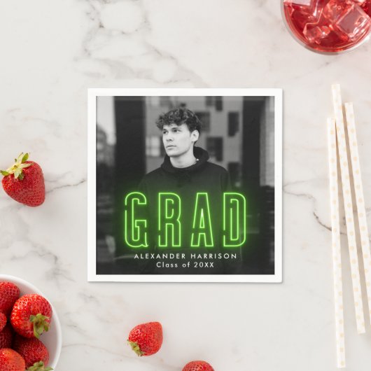 Moderner Limonengrün-Neon-Foto-Abschluss Serviette (Beispiel)