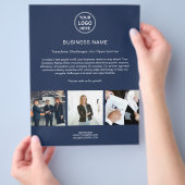 Moderner Logo Corporate Navy Blue Business Flyer (Hand)