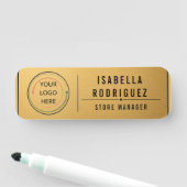 Moderner Logo-Manager mit gebürstetem Gold Namensschild (Beispiel)
