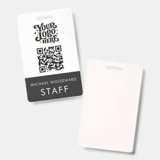 Moderner Logo QR-Code Mitarbeitername Ausweis (Vorder- & Rückseite)