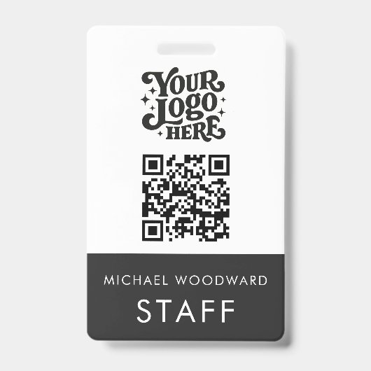 Moderner Logo QR-Code Mitarbeitername Ausweis (Vorderseite)