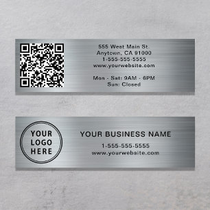 Moderner Logo QR Code Silber Mini Visitenkarte