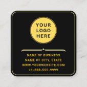 Moderner Logo- und QR-Code | Custom Gold Black Rou Quadratische Visitenkarte (Vorderseite)