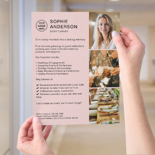 Moderner Logo Weiß Eventplaner Pink Werbe- Flyer