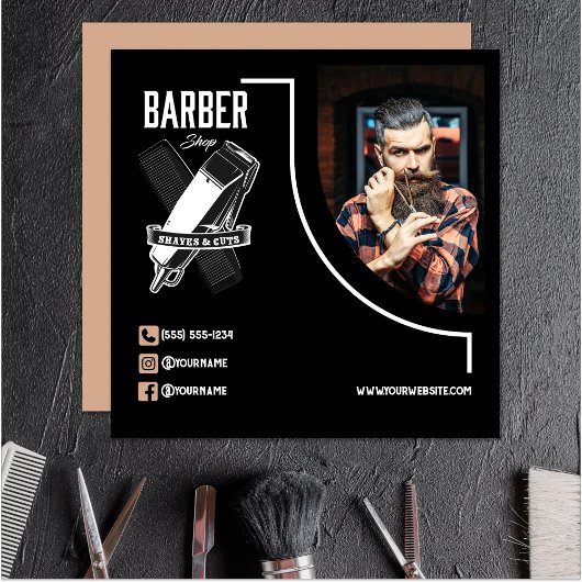 Moderner Logosalon Beruflich Barbershop Quadratische Visitenkarte