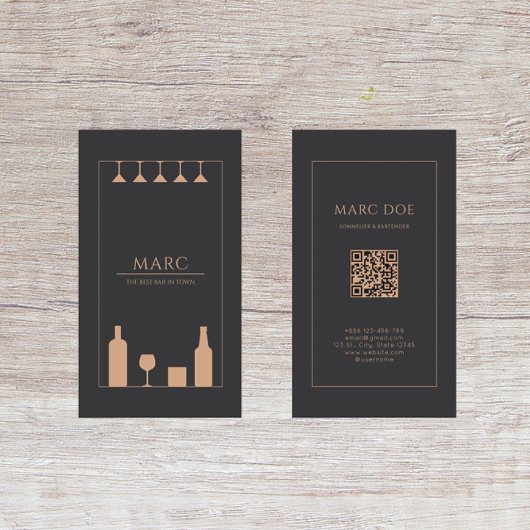 Moderner lokaler Barkeeper Pub Sommelier  Visitenkarte
