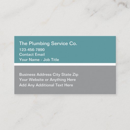 Moderner Low-Key-Klempnerservice Visitenkarte (Vorderseite)
