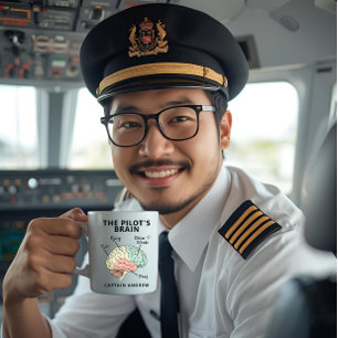 Moderner Luftfahrt-Pilot Name Piloten Gehirn Tei Kaffeetasse
