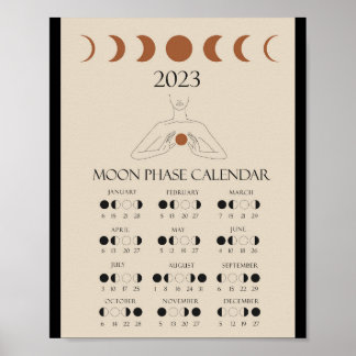 Moderner Lunar Zyklus Kalender 2023 Sitzphasen Poster