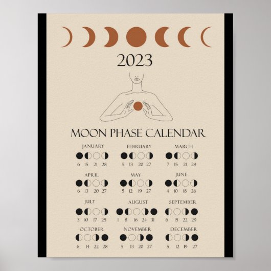 Moderner Lunar Zyklus Kalender 2023 Sitzphasen Poster (Vorne)