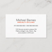 Moderner Lungenminimalist für Lungenpulmonologie Visitenkarte (Rückseite)