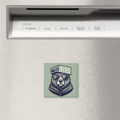 Moderner lustiger Bär mit Käsehobel-Hut Grün Magnet (In Situ (Geschirrspüler))