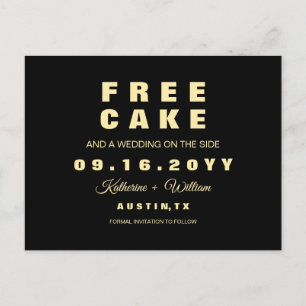Moderner lustiger freier Kuchen, der Save the Date Ankündigungspostkarte