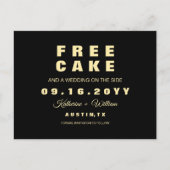 Moderner lustiger freier Kuchen, der Save the Date Ankündigungspostkarte (Vorderseite)