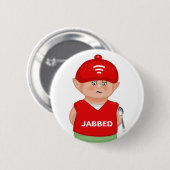Moderner lustiger gestochener Cartoon-Button Button (Vorne & Hinten)