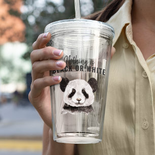 Moderner lustiger Panda Schwarz-Weiß mit Zitat Acryltrinkbecher