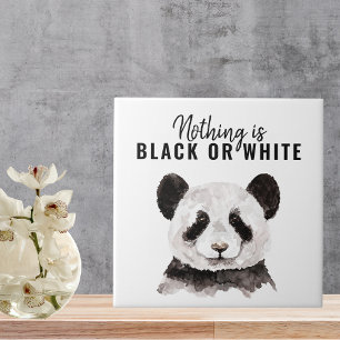 Moderner lustiger Panda Schwarz-Weiß mit Zitat Fliese