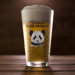 Moderner lustiger Panda Schwarz-Weiß mit Zitat Glas