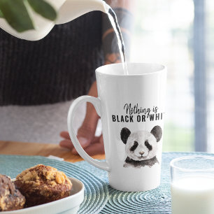 Moderner lustiger Panda Schwarz-Weiß mit Zitat Milchtasse