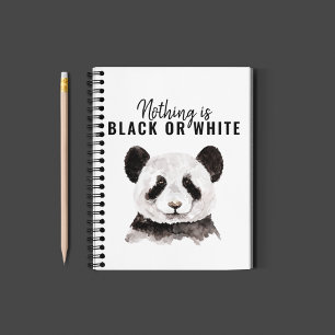 Moderner lustiger Panda Schwarz-Weiß mit Zitat Notizblock